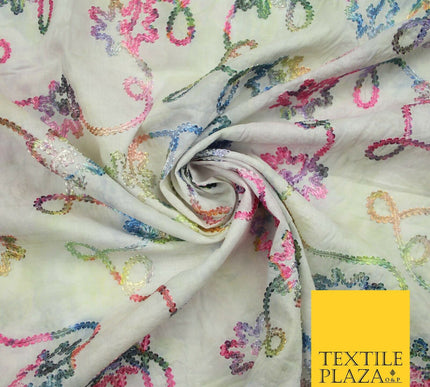 Tie Dye Pink Lace Embroidered Cotton Lawn Dori Fashion Fabric Craft 50" 7211