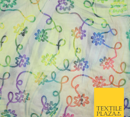 Tie Dye Rainbow Lace Embroidered Cotton Lawn Dori Fashion Fabric Craft 50" 7210