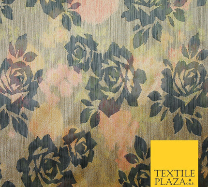 ORANGE Tie Dye Effect Cationic Rose Shadow Jacquard Dress Fabric 58" Wide 7209