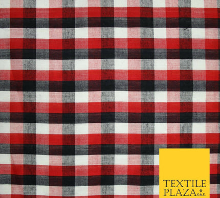 LARGE Classic Red Black White Gingham Check COTTON Fabric Picnic 56" Wide 7213