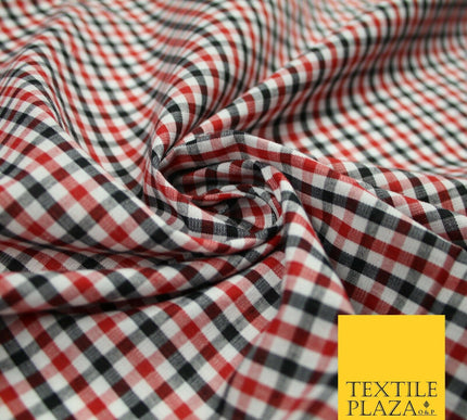 SMALL Classic Red Black White Gingham Check COTTON Fabric Picnic 56" Wide 7212