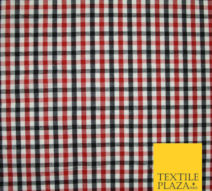 SMALL Classic Red Black White Gingham Check COTTON Fabric Picnic 56" Wide 7212