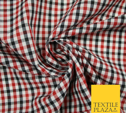SMALL Classic Red Black White Gingham Check COTTON Fabric Picnic 56" Wide 7212