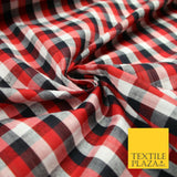 LARGE Classic Red Black White Gingham Check COTTON Fabric Picnic 56" Wide 7213