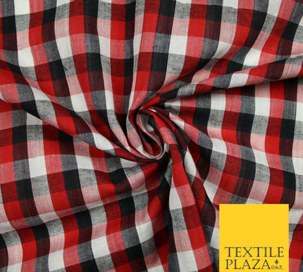 LARGE Classic Red Black White Gingham Check COTTON Fabric Picnic 56" Wide 7213
