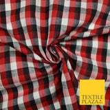 LARGE Classic Red Black White Gingham Check COTTON Fabric Picnic 56" Wide 7213