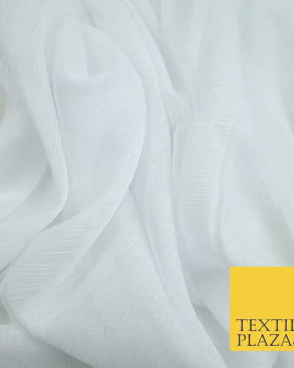 Silver Metallic Yoryu Chiffon Georgette Crinkle Dress Fabric 58″ OVER 20 COLOURS