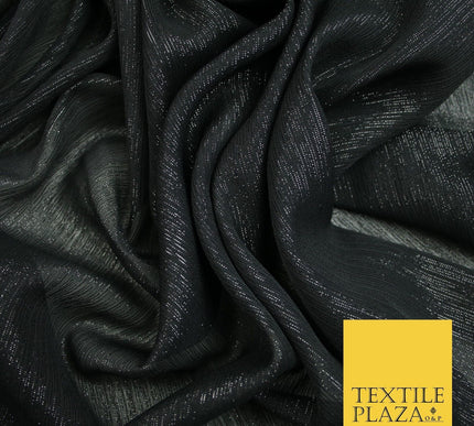 Silver Metallic Yoryu Chiffon Georgette Crinkle Dress Fabric 58″ OVER 20 COLOURS