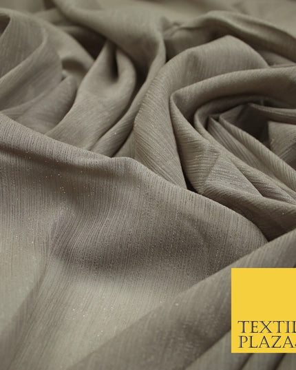 Silver Metallic Yoryu Chiffon Georgette Crinkle Dress Fabric 58″ OVER 20 COLOURS