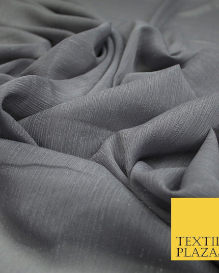 Silver Metallic Yoryu Chiffon Georgette Crinkle Dress Fabric 58″ OVER 20 COLOURS