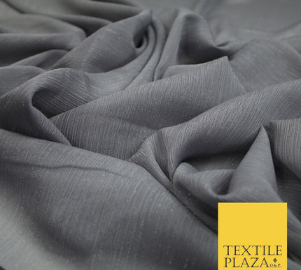Silver Metallic Yoryu Chiffon Georgette Crinkle Dress Fabric 58″ OVER 20 COLOURS