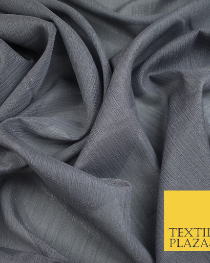 Silver Metallic Yoryu Chiffon Georgette Crinkle Dress Fabric 58″ OVER 20 COLOURS