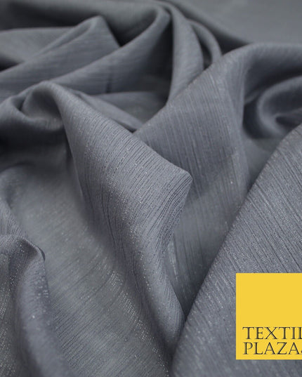 Silver Metallic Yoryu Chiffon Georgette Crinkle Dress Fabric 58″ OVER 20 COLOURS