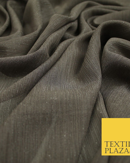 Silver Metallic Yoryu Chiffon Georgette Crinkle Dress Fabric 58″ OVER 20 COLOURS