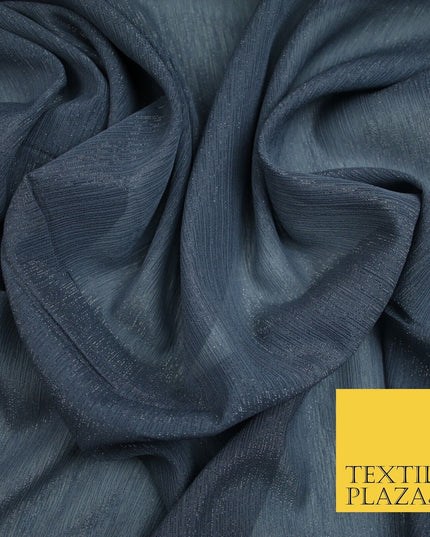 Silver Metallic Yoryu Chiffon Georgette Crinkle Dress Fabric 58″ OVER 20 COLOURS
