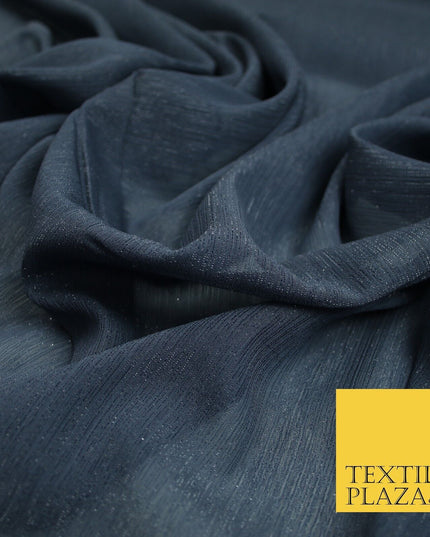 Silver Metallic Yoryu Chiffon Georgette Crinkle Dress Fabric 58″ OVER 20 COLOURS