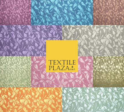 10 COLOURS - Premium Floral Leafy Tonal Satin Jacquard Dress Fabric 58" Wide