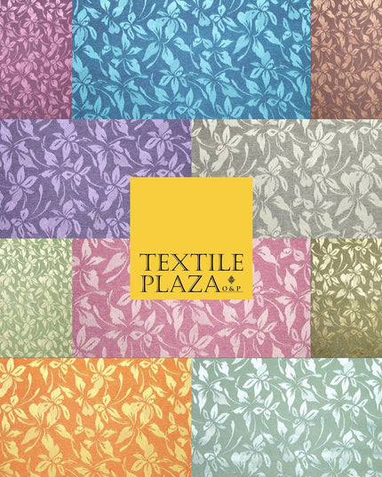 10 COLOURS - Premium Floral Leafy Tonal Satin Jacquard Dress Fabric 58" Wide