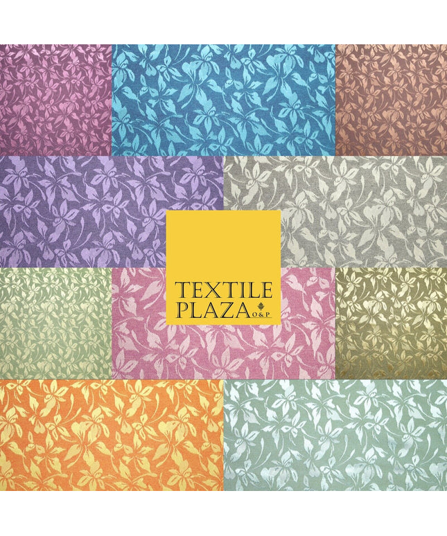 10 COLOURS - Premium Floral Leafy Tonal Satin Jacquard Dress Fabric 58" Wide