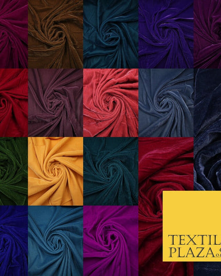 18 COLOURS Soft Plain Micro Velvet Fabric Velour Dress Material Non-Stretch 44"