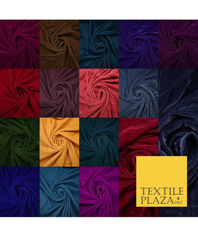 18 COLOURS Soft Plain Micro Velvet Fabric Velour Dress Material Non-Stretch 44"