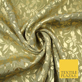 10 COLOURS - Premium Floral Leafy Tonal Satin Jacquard Dress Fabric 58" Wide