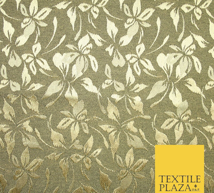 10 COLOURS - Premium Floral Leafy Tonal Satin Jacquard Dress Fabric 58" Wide
