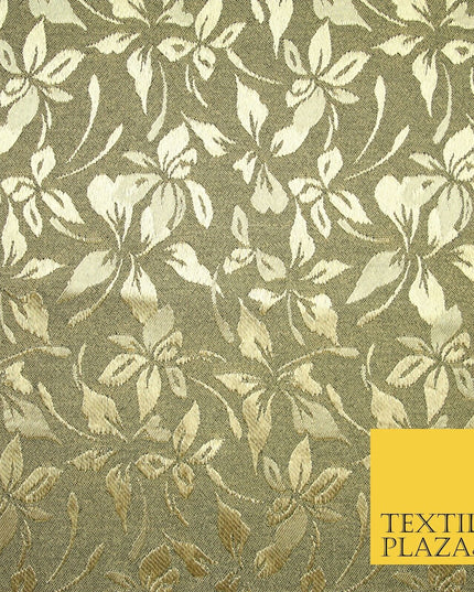 10 COLOURS - Premium Floral Leafy Tonal Satin Jacquard Dress Fabric 58" Wide