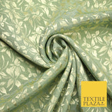 10 COLOURS - Premium Floral Leafy Tonal Satin Jacquard Dress Fabric 58" Wide