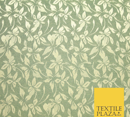 10 COLOURS - Premium Floral Leafy Tonal Satin Jacquard Dress Fabric 58" Wide