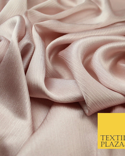 OVER 20 COLOURS - Premium Plain Dyed Yoryu Satin Crinkle Effect Dress Fabric 59″