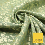 10 COLOURS - Premium Floral Leafy Tonal Satin Jacquard Dress Fabric 58" Wide