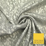 10 COLOURS - Premium Floral Leafy Tonal Satin Jacquard Dress Fabric 58" Wide