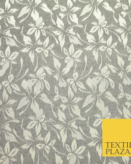 10 COLOURS - Premium Floral Leafy Tonal Satin Jacquard Dress Fabric 58" Wide