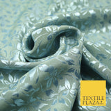 10 COLOURS - Premium Floral Leafy Tonal Satin Jacquard Dress Fabric 58" Wide