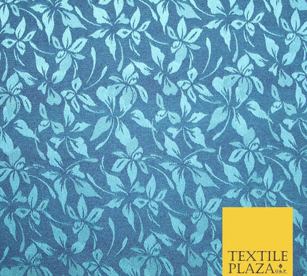 10 COLOURS - Premium Floral Leafy Tonal Satin Jacquard Dress Fabric 58" Wide