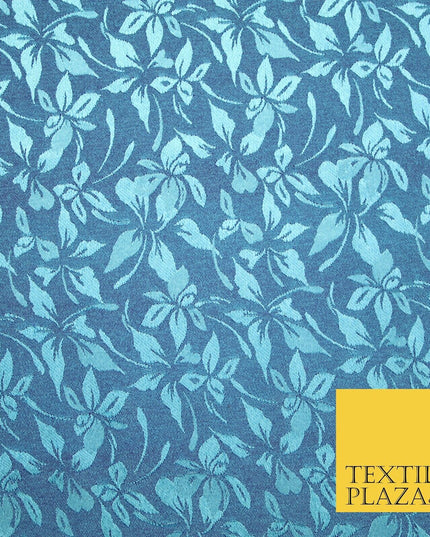 10 COLOURS - Premium Floral Leafy Tonal Satin Jacquard Dress Fabric 58" Wide