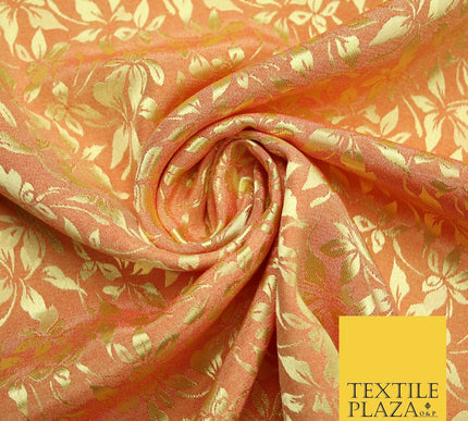 10 COLOURS - Premium Floral Leafy Tonal Satin Jacquard Dress Fabric 58" Wide