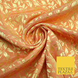 10 COLOURS - Premium Floral Leafy Tonal Satin Jacquard Dress Fabric 58" Wide