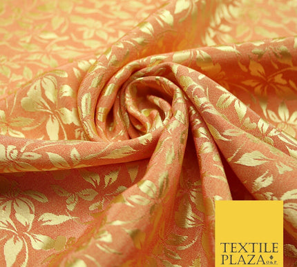 10 COLOURS - Premium Floral Leafy Tonal Satin Jacquard Dress Fabric 58" Wide