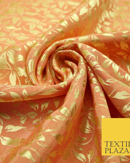 10 COLOURS - Premium Floral Leafy Tonal Satin Jacquard Dress Fabric 58" Wide
