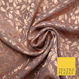 10 COLOURS - Premium Floral Leafy Tonal Satin Jacquard Dress Fabric 58" Wide