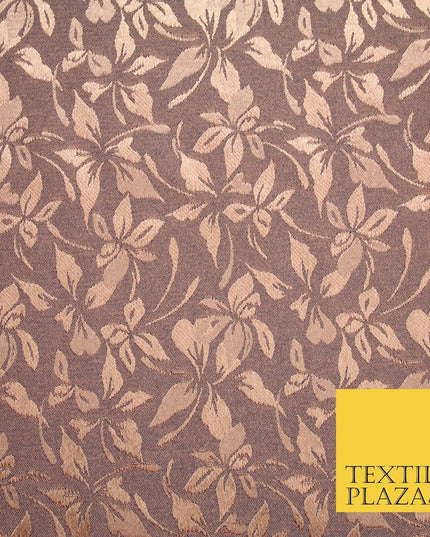 10 COLOURS - Premium Floral Leafy Tonal Satin Jacquard Dress Fabric 58" Wide