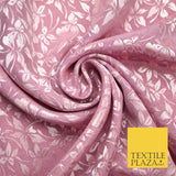 10 COLOURS - Premium Floral Leafy Tonal Satin Jacquard Dress Fabric 58" Wide