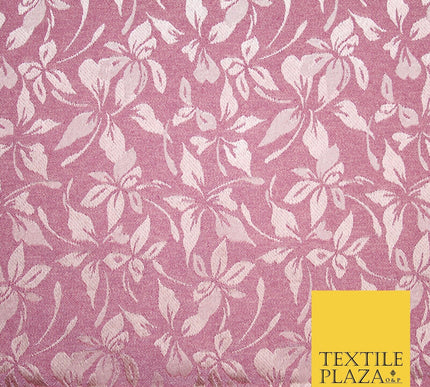 10 COLOURS - Premium Floral Leafy Tonal Satin Jacquard Dress Fabric 58" Wide