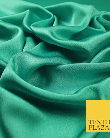 OVER 20 COLOURS - Premium Plain Dyed Yoryu Satin Crinkle Effect Dress Fabric 59″