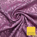 10 COLOURS - Premium Floral Leafy Tonal Satin Jacquard Dress Fabric 58" Wide