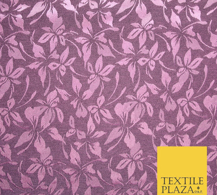 10 COLOURS - Premium Floral Leafy Tonal Satin Jacquard Dress Fabric 58" Wide