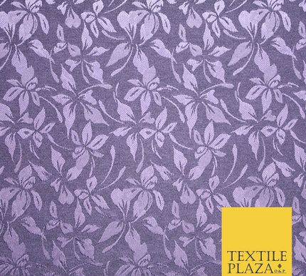 10 COLOURS - Premium Floral Leafy Tonal Satin Jacquard Dress Fabric 58" Wide