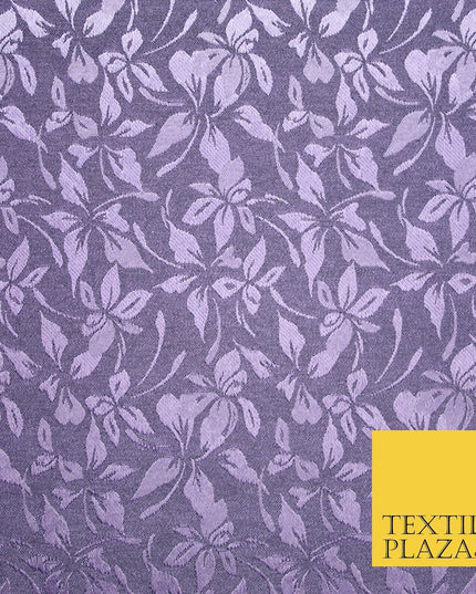 10 COLOURS - Premium Floral Leafy Tonal Satin Jacquard Dress Fabric 58" Wide